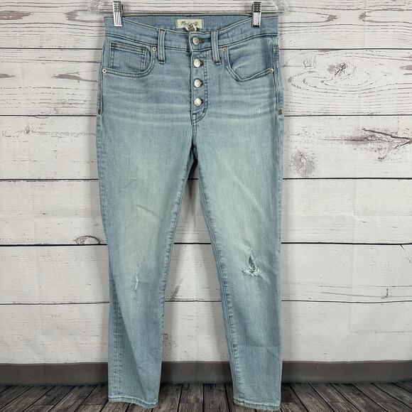 Madewell Jeans Womens 27 Blue 9 inch High Rise skinny Preppy Exposed Button Fly - Picture 1 of 16
